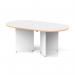Impulse Volta 1800mm Boardroom Table With White Pop-up Power Module White Top With Natural Wood Edge Arrowhead Leg I006873