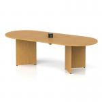 Impulse Volta 2400mm Boardroom Table With Black Pop-up Power Module Oak Top Arrowhead Leg I006877
