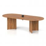 Impulse Volta 2400mm Boardroom Table With Black Pop-up Power Module Walnut Top Arrowhead Leg I006878