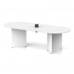 Impulse Volta 2400mm Boardroom Table With Black Pop-up Power Module White Top Arrowhead Leg I006879