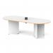 Impulse Volta 2400mm Boardroom Table With Black Pop-up Power Module White Top With Natural Wood Edge Arrowhead Leg I006880