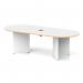 Impulse Volta 2400mm Boardroom Table With Black Pop-up Power Module White Top With Natural Wood Edge Arrowhead Leg I006880