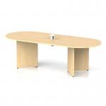 Impulse Volta 2400mm Boardroom Table With White Pop-up Power Module Maple Top Arrowhead Leg I006883
