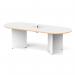 Impulse Volta 2400mm Boardroom Table With White Pop-up Power Module White Top With Natural Wood Edge Arrowhead Leg I006887
