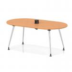 Impulse Volta 1800mm Boardroom Table With Pop-up Power Module With Silver Leg Frame Beech Top I006888