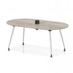 Impulse Volta 1800mm Boardroom Table With Pop-up Power Module With Silver Leg Frame Grey Oak Top I006889