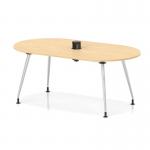 Impulse Volta 1800mm Boardroom Table With Pop-up Power Module With Silver Leg Frame Maple Top I006890