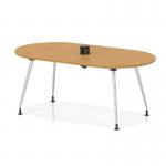 Impulse Volta 1800mm Boardroom Table With Pop-up Power Module With Silver Leg Frame Oak Top I006891