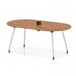 Impulse Volta 1800mm Boardroom Table With Pop-up Power Module With Silver Leg Frame Walnut Top I006892