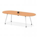 Impulse Volta 2400mm Boardroom Table With Pop-up Power Module With Silver Leg Frame Beech Top I006894