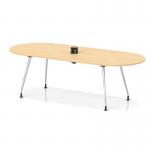 Impulse Volta 2400mm Boardroom Table With Pop-up Power Module With Silver Leg Frame Maple Top I006896