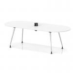 Impulse Volta 2400mm Boardroom Table With Pop-up Power Module With Silver Leg Frame White Top I006899