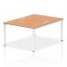 This image showcases a sleek and modern dynamic bench desking setup with a white frame and a spacious 2-person workspace. The oak desk adds a touch of warmth to the overall aesthetic. Perfect for any contemporary office space.