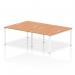 This image shows a Dynamic Bench Desking Impulse Bench in a B2B setting, with 4 person capacity and a 1200 size. The bench has a white frame and is paired with an office desk in oak color, model IB00145. The design is modern, sleek, and efficient, perfect for collaborative workspaces.