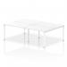 The dynamic bench desking impulse bench B2B can accommodate up to 4 persons at once. It features a sleek white frame and a 1200 desk space, perfect for any modern office setting.