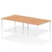 The dynamic bench desking impulse bench B2B features a sleek white frame with a 4 person capacity. The oak desktop adds a touch of warmth and elegance to any office space.