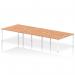 The photo shows a sleek and modern Dynamic Bench Desking Impulse Bench, specifically the B2B model for 6 people. The desk features a white frame and is made of a durable oak material.