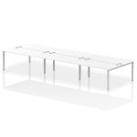 Impulse Bench B2B 6 Person 1600 Silver Frame Office Bench Desk White IB00201