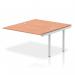 This image showcases a sleek and modern bench desk, featuring a silver frame and a lovely beech finish. The dynamic design allows for a versatile workspace, making it perfect for any office setting.