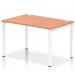 The Dynamic Bench Desking Impulse Bench Single Row 1200 features a sleek white frame and a stunning beech tabletop. This office bench desk exudes modernity and functionality, making it a perfect addition to any workspace.