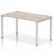 Impulse Bench Single Row 1400 Silver Frame Office Bench Desk Grey Oak IB00257