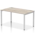 Impulse Bench Single Row 1400 Silver Frame Office Bench Desk Grey Oak IB00257