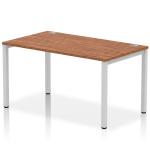 Impulse Bench Single Row 1400 Silver Frame Office Bench Desk Walnut IB00260