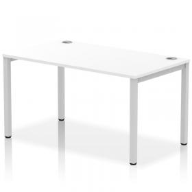 Impulse Bench Single Row 1400 Silver Frame Office Bench Desk White IB00261