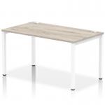 Impulse Bench Single Row 1400 White Frame Office Bench Desk Grey Oak IB00263