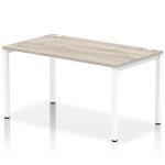 Impulse Bench Single Row 1400 White Frame Office Bench Desk Grey Oak IB00263