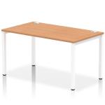 Impulse Bench Single Row 1400 White Frame Office Bench Desk Oak IB00265