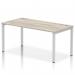 Impulse Bench Single Row 1600 Silver Frame Office Bench Desk Grey Oak IB00269