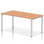 Impulse Bench Single Row 1600 Silver Frame Office Bench Desk Oak IB00271
