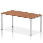 Impulse Bench Single Row 1600 Silver Frame Office Bench Desk Walnut IB00272