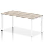 Impulse Bench Single Row 1600 White Frame Office Bench Desk Grey Oak IB00275