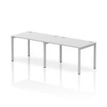 Impulse Bench Single Row 2 Person 1200 Silver Frame Office Bench Desk White IB00285