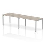 Impulse Bench Single Row 2 Person 1400 Silver Frame Office Bench Desk Grey Oak IB00293