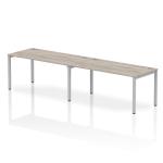 Impulse Bench Single Row 2 Person 1600 Silver Frame Office Bench Desk Grey Oak IB00305