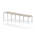 Impulse Bench Single Row 3 Person 1200 Silver Frame Office Bench Desk Grey Oak IB00317