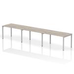 Impulse Bench Single Row 3 Person 1400 Silver Frame Office Bench Desk Grey Oak IB00329