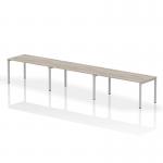 Impulse Bench Single Row 3 Person 1600 Silver Frame Office Bench Desk Grey Oak IB00341