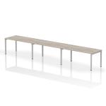 Impulse Bench Single Row 3 Person 1600 Silver Frame Office Bench Desk Grey Oak IB00341