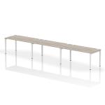 Impulse Bench Single Row 3 Person 1600 White Frame Office Bench Desk Grey Oak IB00347
