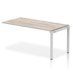 Impulse Bench Single Row Ext Kit 1600 Silver Frame Office Bench Desk Grey Oak IB00377