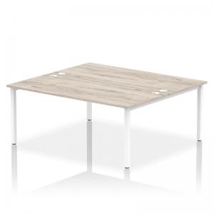 Photos - Office Desk Impulse Bench B2B 2 Person 1800 White Frame Office Bench Desk Grey Oak 