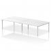 A photo of the Dynamic Bench Desking Impulse Bench B2B 4 Person with a 1800 silver frame would show a modern and sleek office desk. The white finish and 4 person capacity make it ideal for a collaborative and efficient work environment. The sturdy silver frame provides stability and the dynamic design adds a touch of style to any office space.