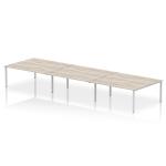 Impulse Bench B2B 6 Person 1800 Silver Frame Office Bench Desk Grey Oak IB00413