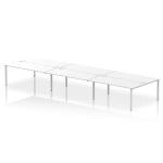 Impulse Bench B2B 6 Person 1800 Silver Frame Office Bench Desk White IB00417