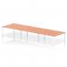 This image showcases a modern and functional bench desk designed for offices. The white frame exudes a sleek and professional aesthetic, while the beech surface adds a touch of warmth. The dynamic and flexible design can accommodate up to six people comfortably.