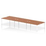 Impulse Bench B2B 6 Person 1800 White Frame Office Bench Desk Walnut IB00422